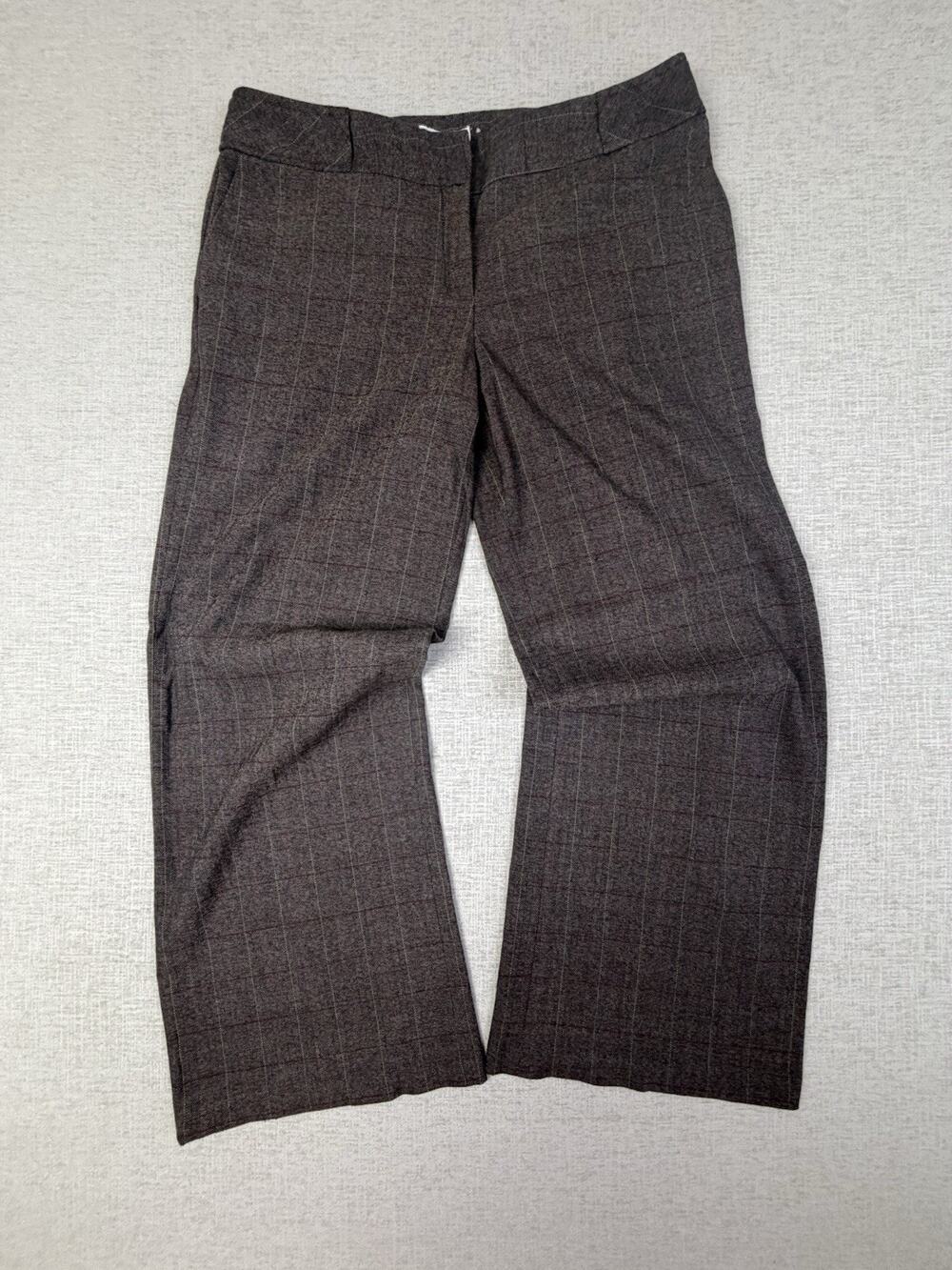 Cato Women’s 12P Brown Plaid Dress Pants 29 Inseam Stretch Straight Leg